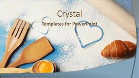  Presentation with kitchen utensils - Theme with fork spoon - heart of flour and wooden background and a lemonade colored foreground