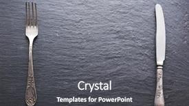  Presentation with dark grey - Presentation theme consisting of fork spoon - silver cutlery on a dark background and a dark gray colored foreground