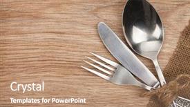  Presentation with spoon - Cool new PPT theme with fork spoon and knife backdrop and a coral colored foreground
