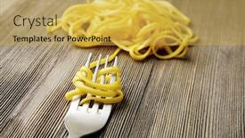 Presentation with pasta - Presentation theme featuring fork-with-cooked-pasta background and a yellow colored foreground