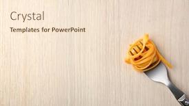  Presentation with pasta - PPT theme featuring fork-with-cooked-pasta background and a lemonade colored foreground