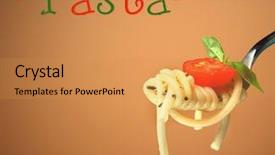 Presentation with italian food - Theme enhanced with fork-with-delicious-pasta-tomato background and a yellow colored foreground