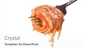  Presentation with spaghetti - PPT theme consisting of fork-with-spaghetti-wrapped-around background and a white colored foreground