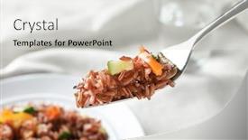 Presentation with brown rice - PPT layouts featuring fork-with-tasty-brown-rice background and a light gray colored foreground