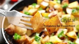  Presentation with wedges - Presentation design featuring fork-with-tasty-potato-wedges background and a gold colored foreground