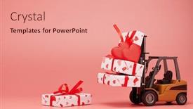  Presentation with pink wedding - Audience pleasing PPT layouts consisting of forklift-and-gift-boxes backdrop and a coral colored foreground