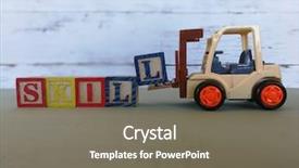  Presentation with forklift - Audience pleasing PPT layouts consisting of forklift carry wooden block backdrop and a gray colored foreground