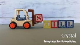  Presentation with forklift - Slide deck featuring forklift carry wooden block background and a gray colored foreground
