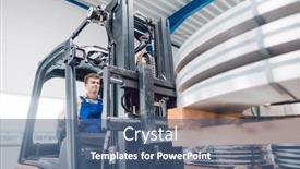  Presentation with forklift - Presentation enhanced with forklift-driver-transporting-material background and a ocean colored foreground