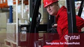  Presentation with worker safety - Theme consisting of forklift driver worker in red background and a tawny brown colored foreground