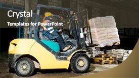  Presentation with packs - Theme consisting of forklift loader at warehouse indoors background and a tawny brown colored foreground