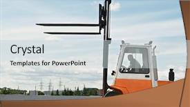  Presentation with forklift - Theme with forklift loader for warehouse works background and a lemonade colored foreground