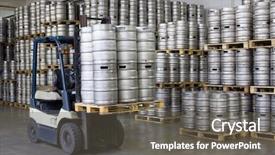  Presentation with forklift - Cool new PPT layouts with forklift loading beer kegs backdrop and a gray colored foreground