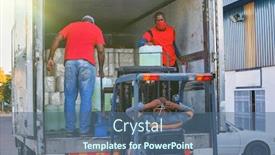  Presentation with helping man - Presentation enhanced with forklift-loading-the-back background and a ocean colored foreground