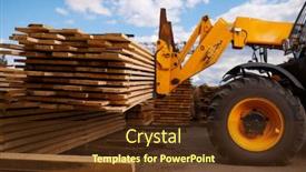  Presentation with lumber - Cool new PPT theme with forklift-loads-the-boards backdrop and a tawny brown colored foreground