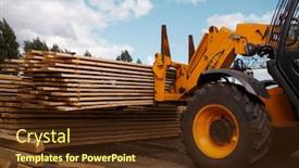  Presentation with lumber - PPT theme with forklift-loads-the-boards background and a tawny brown colored foreground