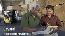  Presentation with lumber - Audience pleasing theme consisting of forklift lumber - happy warehouse workers writing backdrop and a dark gray colored foreground