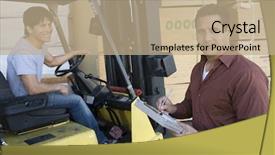  Presentation with lumber - Theme enhanced with forklift lumber - men working in a warehouse background and a coral colored foreground