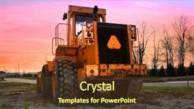  Presentation with construction equipment - Slide set having forklift material handling - construction equipment with bright colored background and a  colored foreground