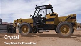  Presentation with machinery - Theme with forklift material handling - heavy duty construction machinery background and a  colored foreground