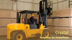  Presentation with forklift - Colorful slides enhanced with forklift-operator-working-at-warehouse backdrop and a tawny brown colored foreground