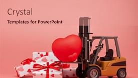  Presentation with pink wedding - Colorful slide deck enhanced with forklift-red-heart-and-gift backdrop and a coral colored foreground