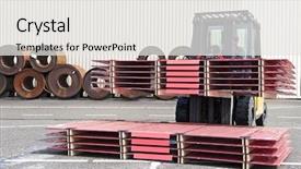  Presentation with forklift - Beautiful theme featuring forklift stacking packaged sheets backdrop and a white colored foreground