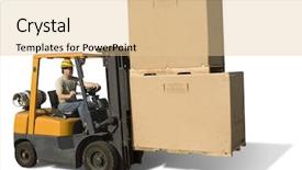  Presentation with forklift - PPT theme enhanced with forklift with operator isolated background and a lemonade colored foreground