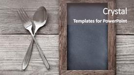  Presentation with rustic blackboard - Slide set having forks - fork and spoon background and a gray colored foreground