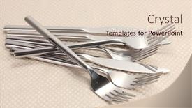  Presentation with knives - Theme enhanced with forks and knives on a beige tablecloth background and a lemonade colored foreground