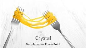  Presentation with pasta - PPT theme enhanced with forks-with-cooked-pasta background and a white colored foreground