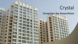  Presentation with housing - Presentation featuring form of flats building background and a  colored foreground