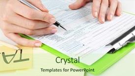  Presentation with income tax - Audience pleasing theme consisting of form of individual income tax backdrop and a mint green colored foreground