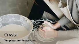  Presentation with clay pot on pottery - Colorful PPT theme enhanced with form processing - ceramic working process with clay backdrop and a mint green colored foreground