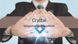  Presentation with heart hands - Beautiful presentation design featuring form with shining heart blue backdrop and a  colored foreground