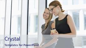  Presentation with formal - Cool new presentation with formal attire - happy businesswomen with disposable coffee backdrop and a sky blue colored foreground