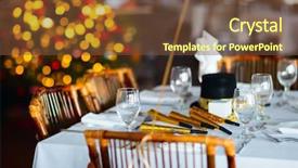  Presentation with christmas party - Colorful presentation design enhanced with formal background - beautiful table setting for christmas backdrop and a tawny brown colored foreground