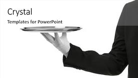  Presentation with waiter - Slide set featuring formal banquet - hand of waiter with metal background and a white colored foreground