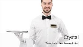  Presentation with banquet - Amazing slide deck having formal banquet - waiter with metal tray backdrop and a  colored foreground