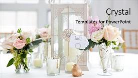  Presentation with wedding - Beautiful presentation theme featuring formal banquet - wedding table decorations backdrop and a light gray colored foreground