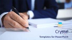  Presentation with forensic science document examination - Amazing slides having formal certificate - businessman signing document in office backdrop and a sky blue colored foreground