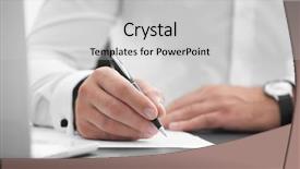  Presentation with office - PPT layouts with formal certificate - businessman signing document in office background and a light gray colored foreground