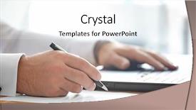  Presentation with forensic science document examination - Colorful PPT theme enhanced with formal certificate - businessman signing document in office backdrop and a white colored foreground