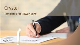  Presentation with historic documents - PPT theme enhanced with formal certificate - businessman signing documents in office background and a lemonade colored foreground