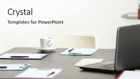  Presentation with laptop - Slide deck having formal certificate - clipboards with documents and laptop background and a white colored foreground