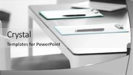  Presentation with office - Slide deck having formal certificate - clipboards with documents on table background and a  colored foreground