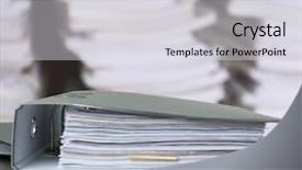  Presentation with archive - Colorful PPT theme enhanced with formal certificate - folder with documents on table backdrop and a  colored foreground