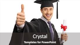  Presentation with student support - Audience pleasing slide deck consisting of formal certificate - happy graduate student giving backdrop and a dark gray colored foreground