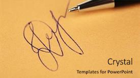  Presentation with certificate - Audience pleasing PPT layouts consisting of formal certificate - pen and signature on paper backdrop and a yellow colored foreground