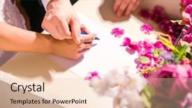  Presentation with certificate - PPT layouts featuring formal certificate - wedding ceremony wedding couple leaving background and a lemonade colored foreground